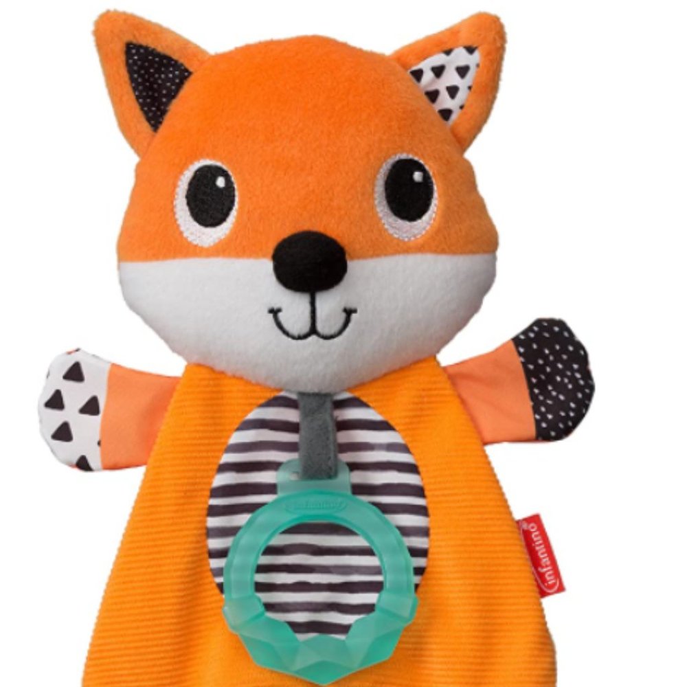 Cute Cuddly Teether Fox for Teething Relief and Educational  Sensory 0 M+
